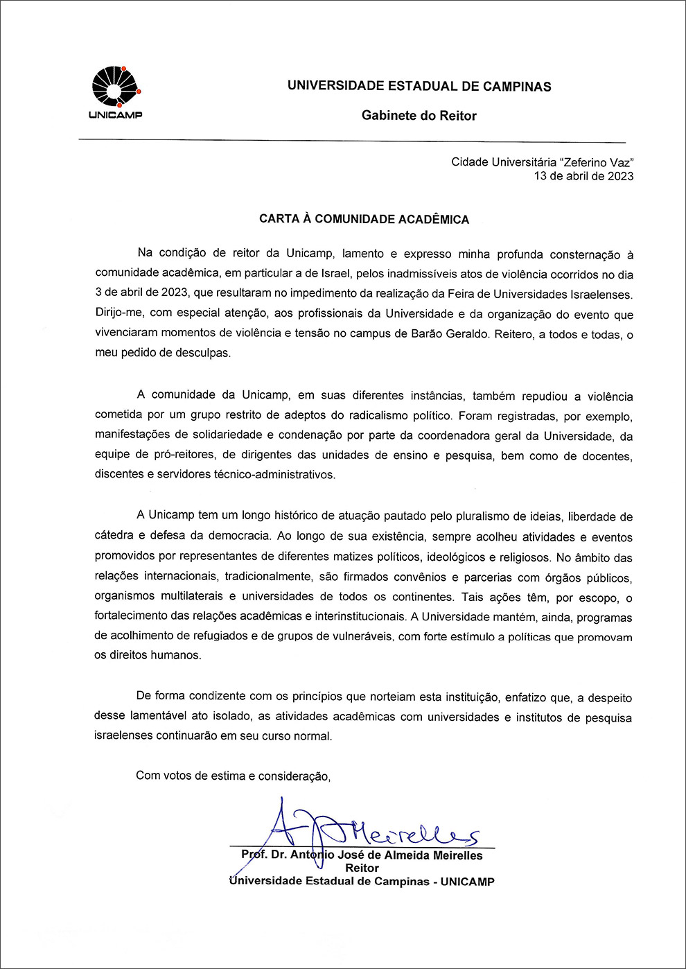 Carta à Comunidade Acadêmica Unicamp 3300